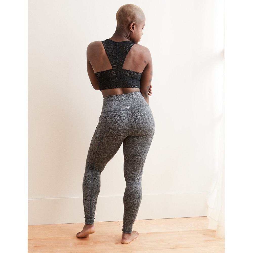 Aerie Chill Play Move Pocket Leggings Gray High Rise Large Long Yoga Activewear